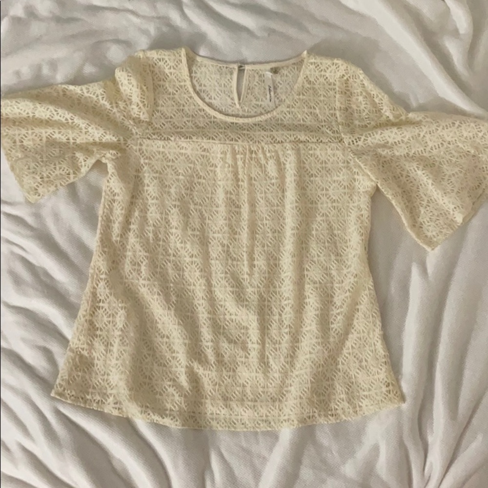 NY Collection tan lace blouse